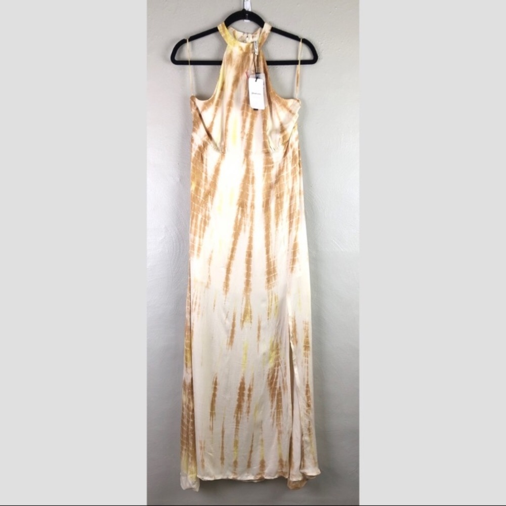 ASOS Stradivarius Yellow Tie Dye Halter Dress